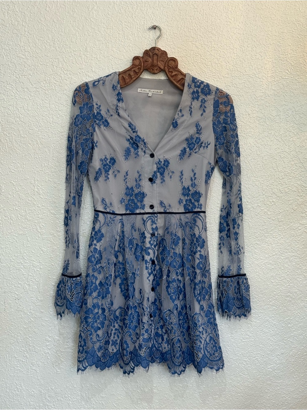 Blue Lace Long Sleeve Mini Dress by Millie Mackintosh